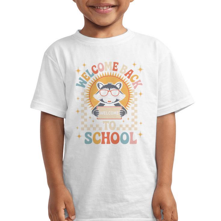 Welcome Back To School Raccoon First Day Of School Checkered Premium Tri-Blend Graphic Kid T-Shirt