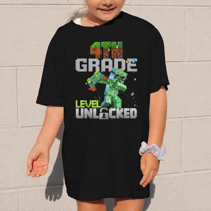 4th Grade Level Unlocked Back To School Pixel Game Graphic Kid T-Shirt