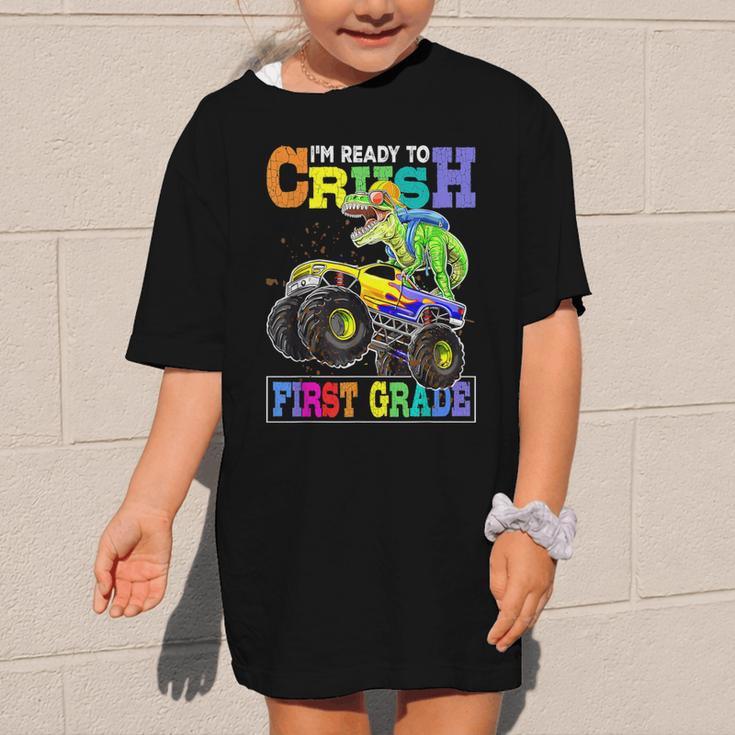 Back To School Boy Dinosaur I'm Ready To Crush First Grade Graphic Kid T-Shirt
