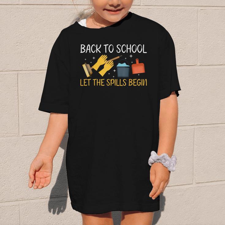 Back To School Let The Spills Begin School Custodian Graphic Kid T-Shirt