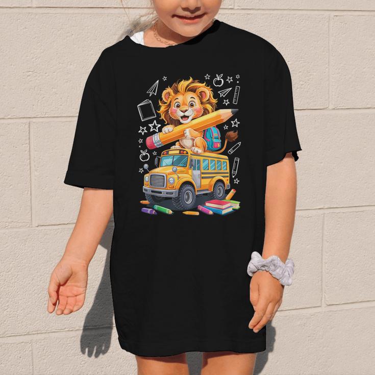 Back To School Lion School Bus 100 Days Of School Graphic Kid T-Shirt