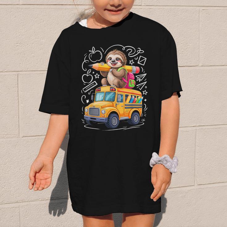 Back To School Sloth School Bus 100 Days Of School Graphic Kid T-Shirt