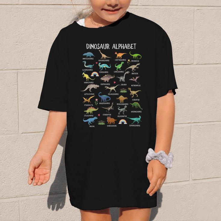 Back To School Types Of Dinosaurs Alphabet Identification Graphic Kid T-Shirt Back To School Types Of Dinosaurs Alphabet Identification Graphic Kid T-Shirt