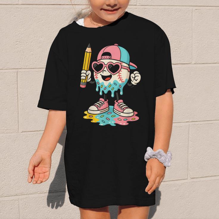 Baseball Drip Ice Cream First Day Back To School Cute Girls Graphic Kid T-Shirt Baseball Drip Ice Cream First Day Back To School Cute Girls Graphic Kid T-Shirt