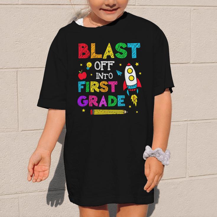 Blast Off Into First Grade Squad First Day Back To School Graphic Kid T-Shirt Blast Off Into First Grade Squad First Day Back To School Graphic Kid T-Shirt
