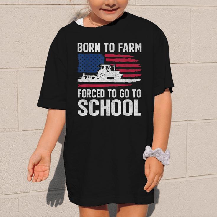 Born To Farm Forced To Go To School Farmer Back To School Graphic Kid T-Shirt