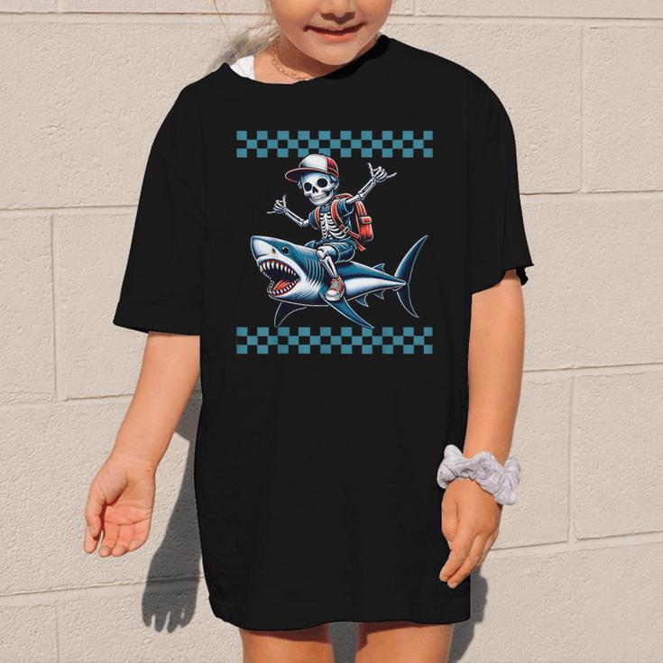 Boys Skeleton Riding a Shark Back To School Graphic Kid T-Shirt Boys Skeleton Riding a Shark Back To School Graphic Kid T-Shirt