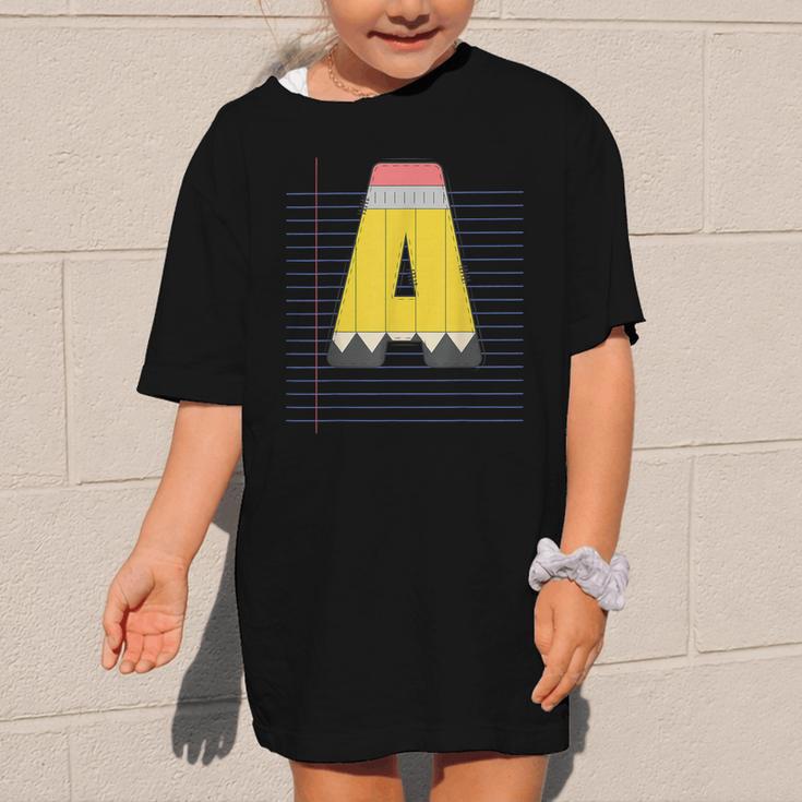 Cute Yellow School Pencil Alphabet Letter A Back To School Graphic Kid T-Shirt Cute Yellow School Pencil Alphabet Letter A Back To School Graphic Kid T-Shirt