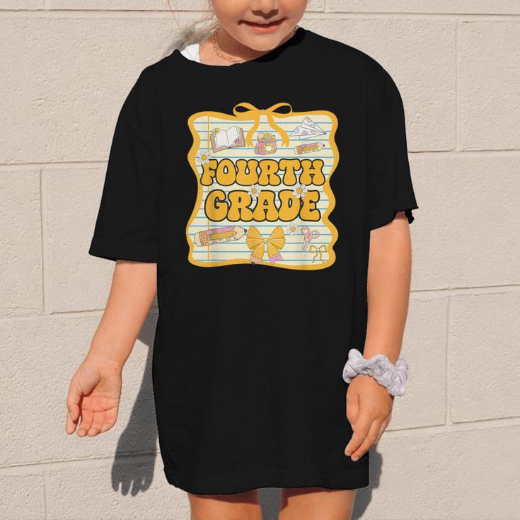 Fourth Grade Back To School Kids Girls Bow 4th Grade Groovy Graphic Kid T-Shirt Fourth Grade Back To School Kids Girls Bow 4th Grade Groovy Graphic Kid T-Shirt