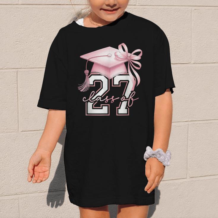 Girls Class Of 2027 Back To School Senior 2027 Coquette Bow Graphic Kid T-Shirt Girls Class Of 2027 Back To School Senior 2027 Coquette Bow Graphic Kid T-Shirt
