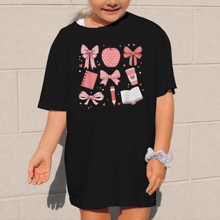 Happy Back To School 1st Day Toddler Girl Boho Coquette Bows Graphic Kid T-Shirt Happy Back To School 1st Day Toddler Girl Boho Coquette Bows Graphic Kid T-Shirt