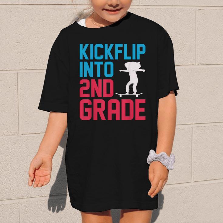 Kickflip Into 2nd Grade Skateboard Lover Back To School Graphic Kid T-Shirt