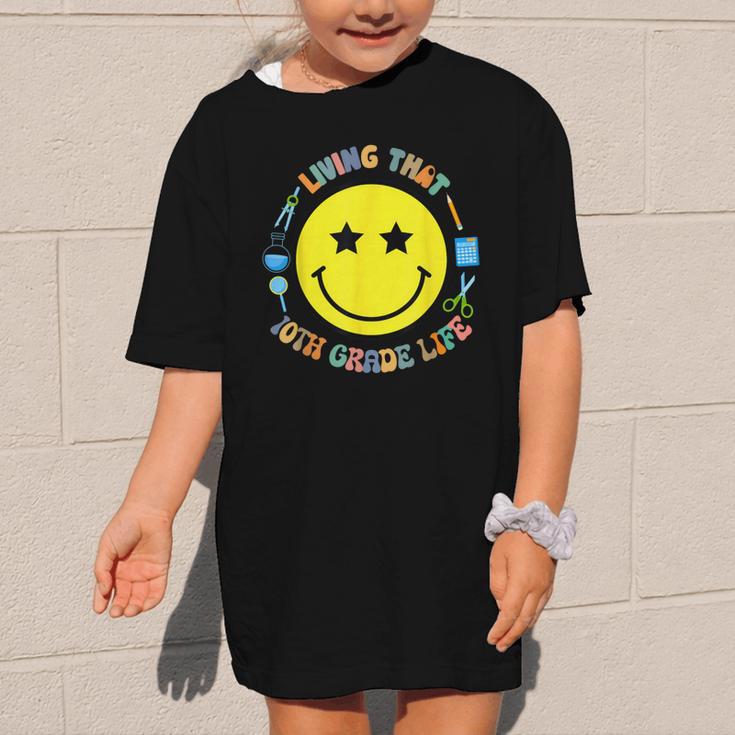 Living That 10th Grade Life Fun Back To School Supply Smile Graphic Kid T-Shirt Living That 10th Grade Life Fun Back To School Supply Smile Graphic Kid T-Shirt