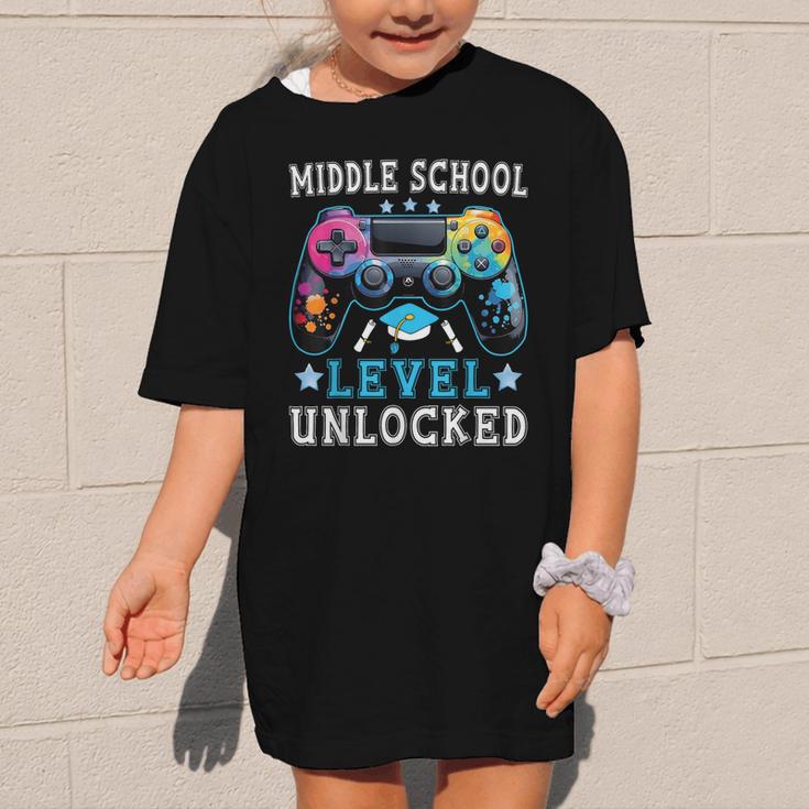 Middle School Level Unlocked Gamer First Day Back To School Graphic Kid T-Shirt