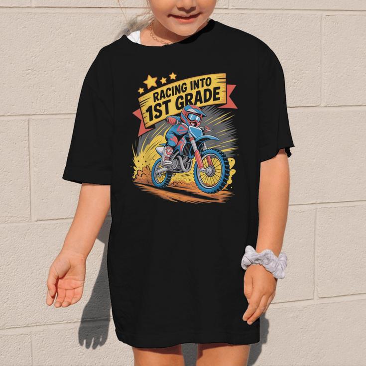Motocross Dirt Bike Back To School Racing Into 1st Grade Graphic Kid T-Shirt