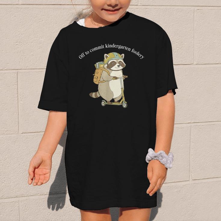 Off To Commit Kindergarten Foolery Raccoon Back To School Graphic Kid T-Shirt Off To Commit Kindergarten Foolery Raccoon Back To School Graphic Kid T-Shirt