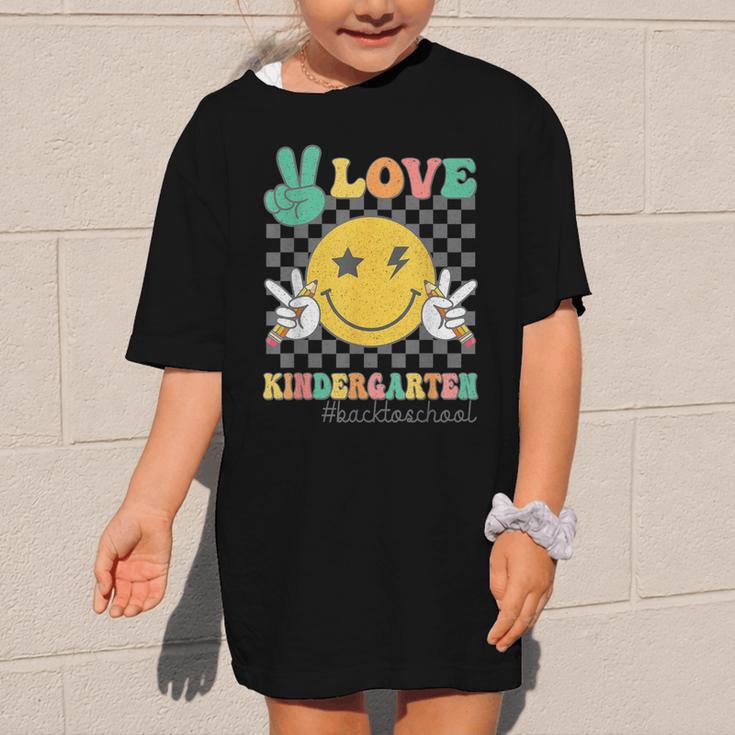 Peace Love Kindergarten Smile Face Hippie Back To School Graphic Kid T-Shirt