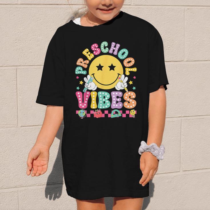 Preschool Vibes Smile Face Back To School Kinder Girls Kids Graphic Kid T-Shirt Preschool Vibes Smile Face Back To School Kinder Girls Kids Graphic Kid T-Shirt