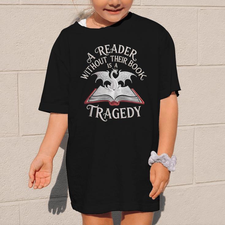 A Reader Without Their Book Is a Tragedy Back To School Graphic Kid T-Shirt A Reader Without Their Book Is a Tragedy Back To School Graphic Kid T-Shirt