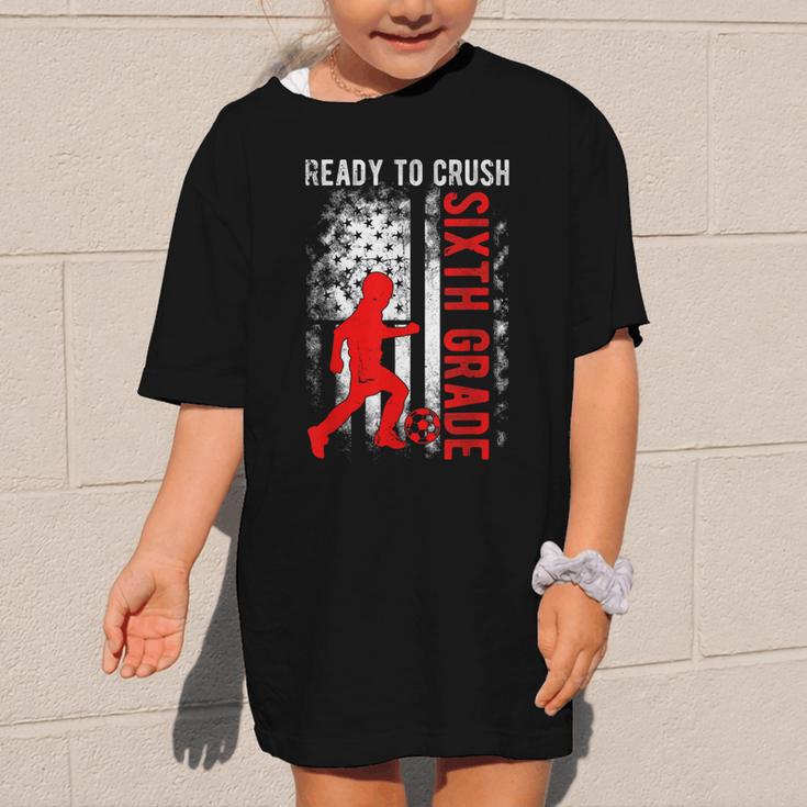 Ready To Crush Sixth Grade Soccer USA Flag Back To School Graphic Kid T-Shirt