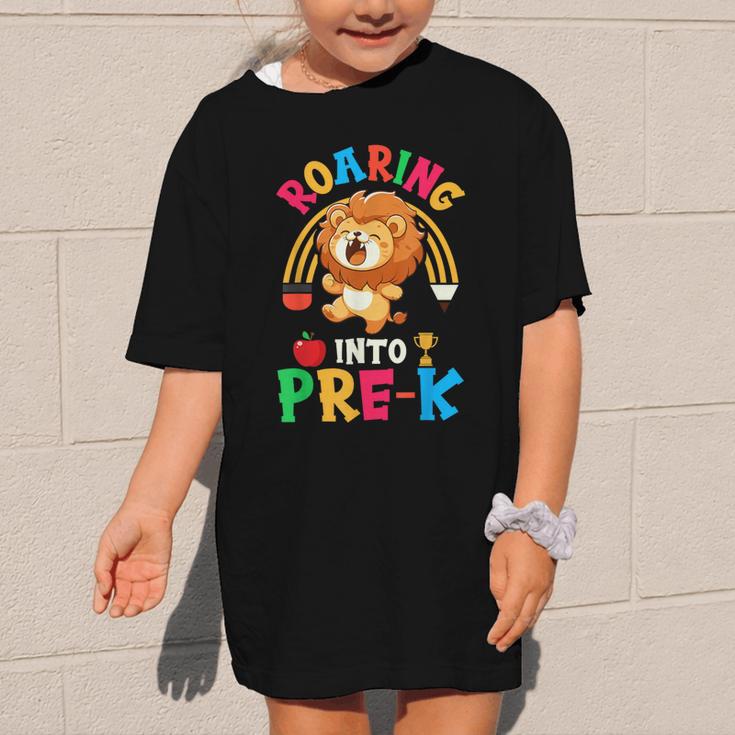 Roaring Into Pre-Kindergarten Lion Pre K Back To School Graphic Kid T-Shirt Roaring Into Pre-Kindergarten Lion Pre K Back To School Graphic Kid T-Shirt