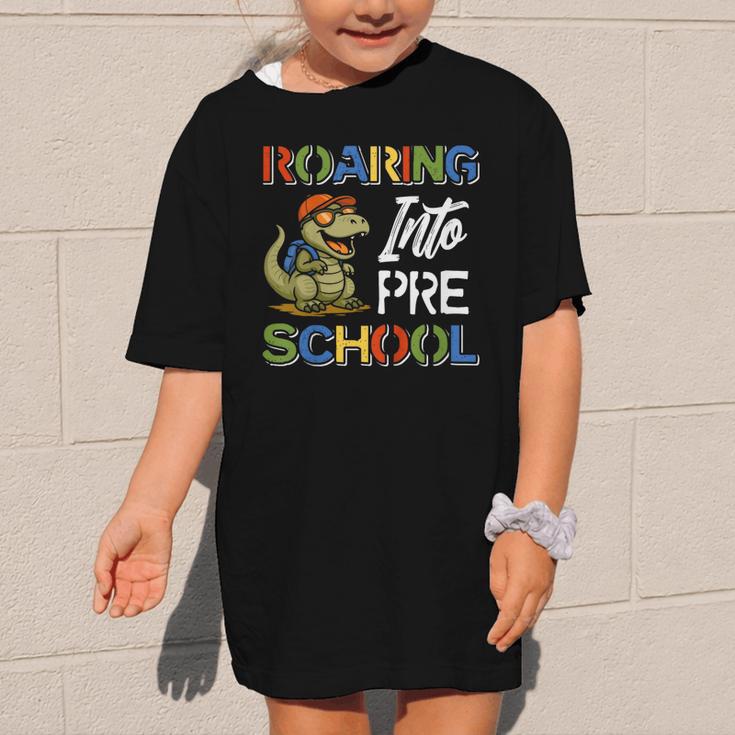 Roaring Into Preschool First Day Back To School Students Graphic Kid T-Shirt Roaring Into Preschool First Day Back To School Students Graphic Kid T-Shirt