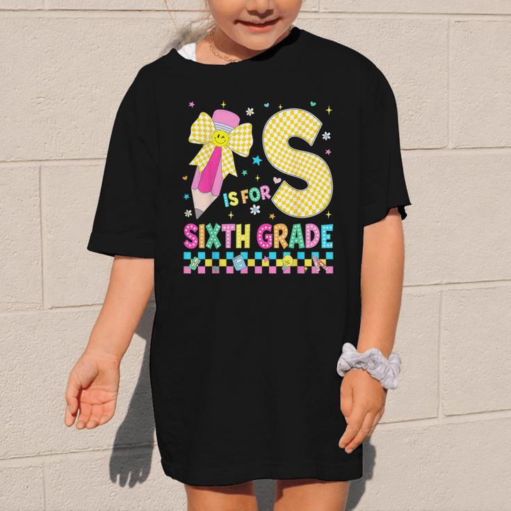 S Is For Sixth Grade Back To School Pencil Bow 6th Grade Kid Graphic Kid T-Shirt