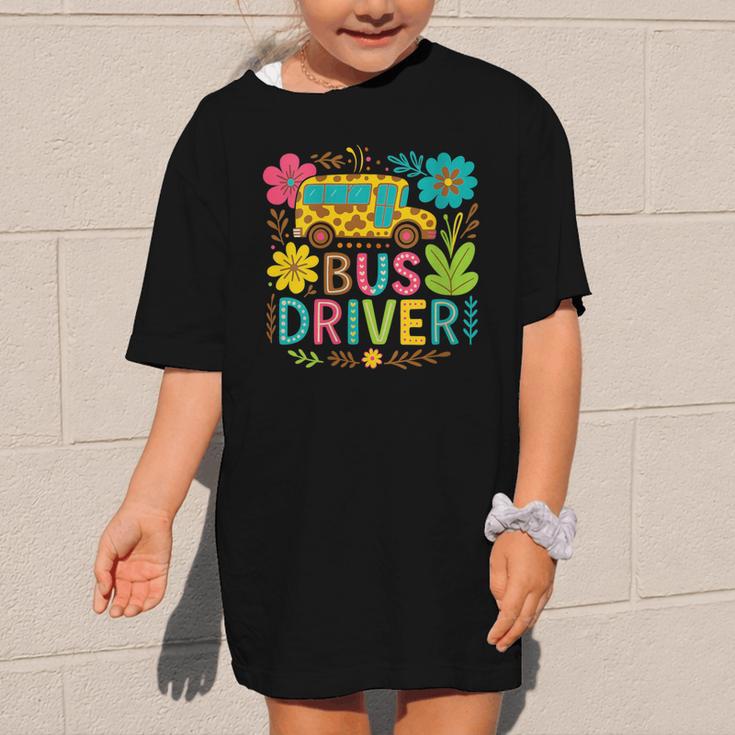 School Bus Driver Boho Floral Leopard Back To School Womens Graphic Kid T-Shirt