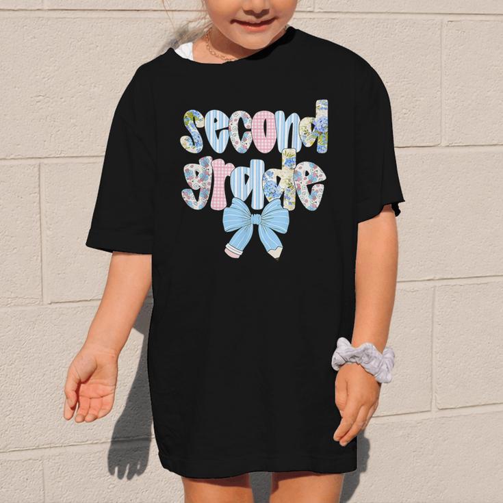 Second Grade Coquette Bow Pencil First Day Back To School Graphic Kid T-Shirt Second Grade Coquette Bow Pencil First Day Back To School Graphic Kid T-Shirt