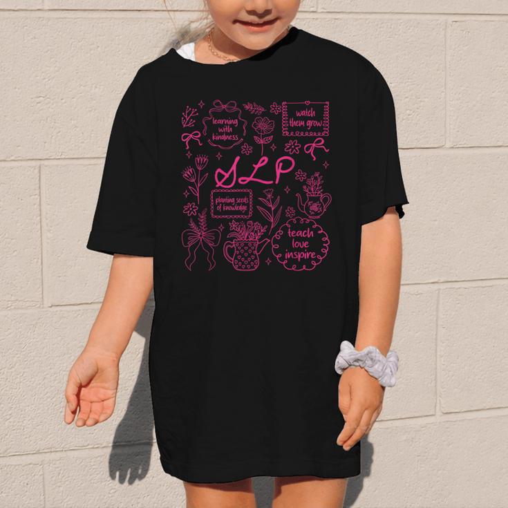 SLP Love Inspire Teach Pink Bow Back To School Graphic Kid T-Shirt SLP Love Inspire Teach Pink Bow Back To School Graphic Kid T-Shirt