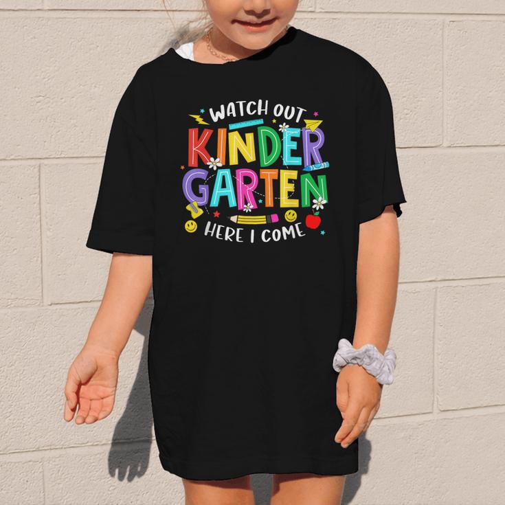 Watch Out Kindergarten Here I Come Kinder Back To School Kid Graphic Kid T-Shirt