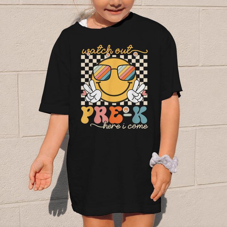Watch Out Pre-K Grade Here I Come Back To School Pre-K Smile Graphic Kid T-Shirt