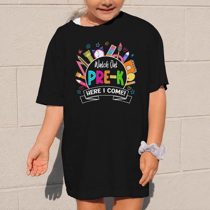 Watch Out Pre-Kindergarten Here I Come Back To School Pre-K Graphic Kid T-Shirt