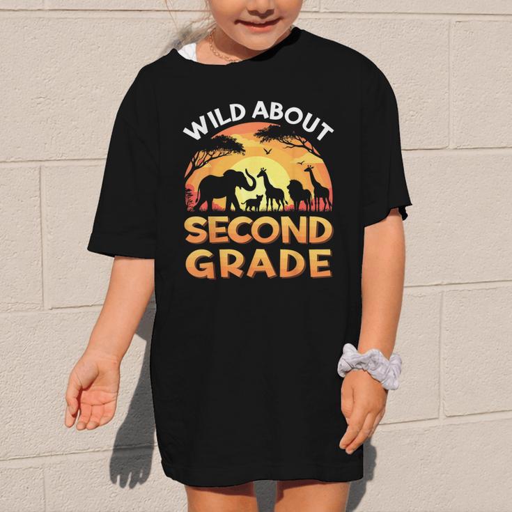 Wild About Second Grade Zoo Animals Back To School Safari Graphic Kid T-Shirt