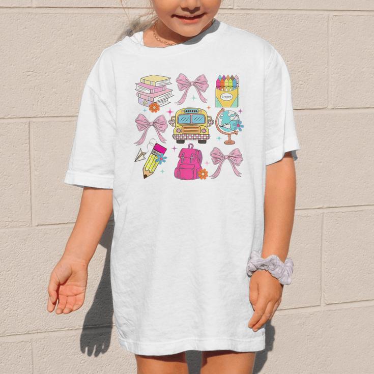 Back To School Coquette School Bus Pencil Graphic Kid T-Shirt