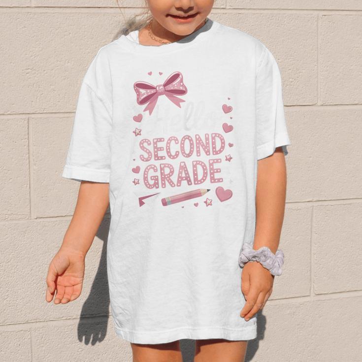Back To School Cute Pink Coquette Girls Hello Second Grade Graphic Kid T-Shirt Back To School Cute Pink Coquette Girls Hello Second Grade Graphic Kid T-Shirt