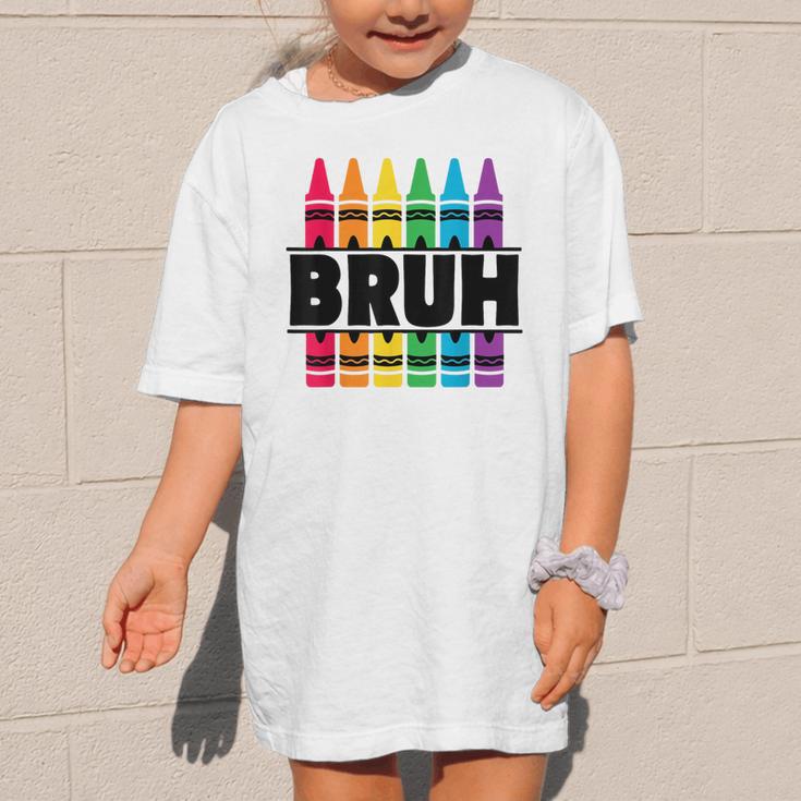 BRUH Back To School Colorful Crayons First Day Of School Graphic Kid T-Shirt BRUH Back To School Colorful Crayons First Day Of School Graphic Kid T-Shirt