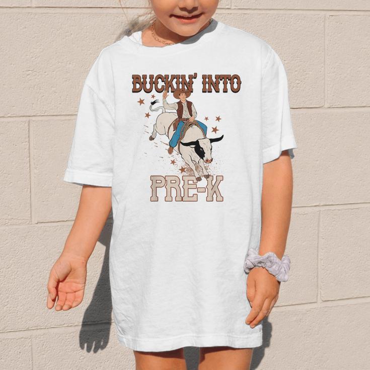 Buckin' Into Pre-K Back To School Cowboy Western Graphic Kid T-Shirt Buckin' Into Pre-K Back To School Cowboy Western Graphic Kid T-Shirt