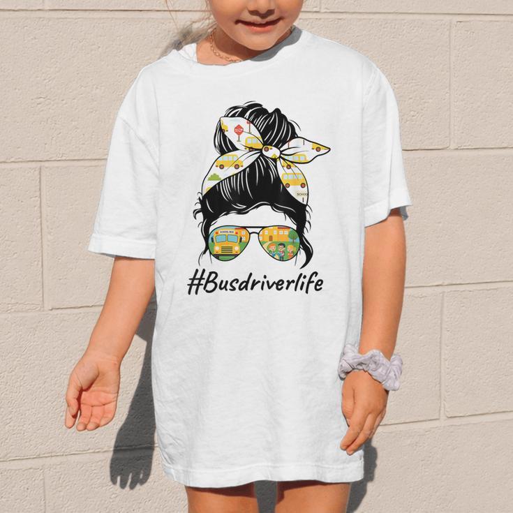 Bus Driver Life Messy Bun Back To School Bus Driver Graphic Kid T-Shirt