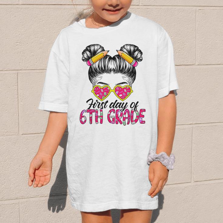 First Day Of 6th Grade Messy Hair Bun Girl Back To School Graphic Kid T-Shirt First Day Of 6th Grade Messy Hair Bun Girl Back To School Graphic Kid T-Shirt