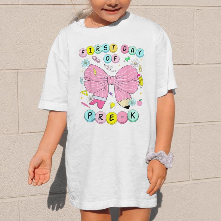 First Day Of Pre-K Girls Coquette Bow Back To School Kids Graphic Kid T-Shirt