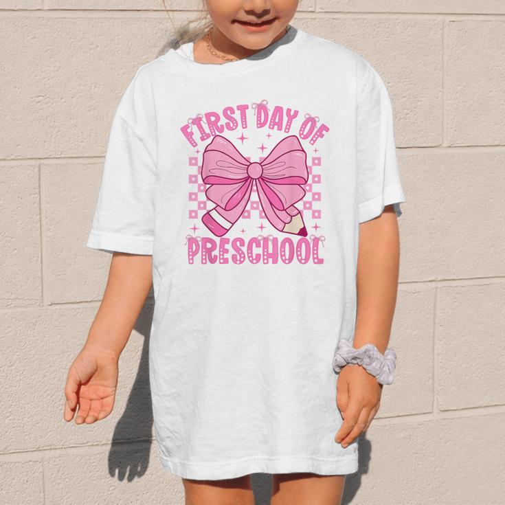 First Day Of Preschool Coquette Bow Back To School Girls Graphic Kid T-Shirt First Day Of Preschool Coquette Bow Back To School Girls Graphic Kid T-Shirt