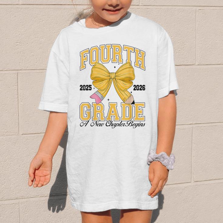Fourth Grade Back To School First Day Pencil Bow 2025 Girls Graphic Kid T-Shirt Fourth Grade Back To School First Day Pencil Bow 2025 Girls Graphic Kid T-Shirt