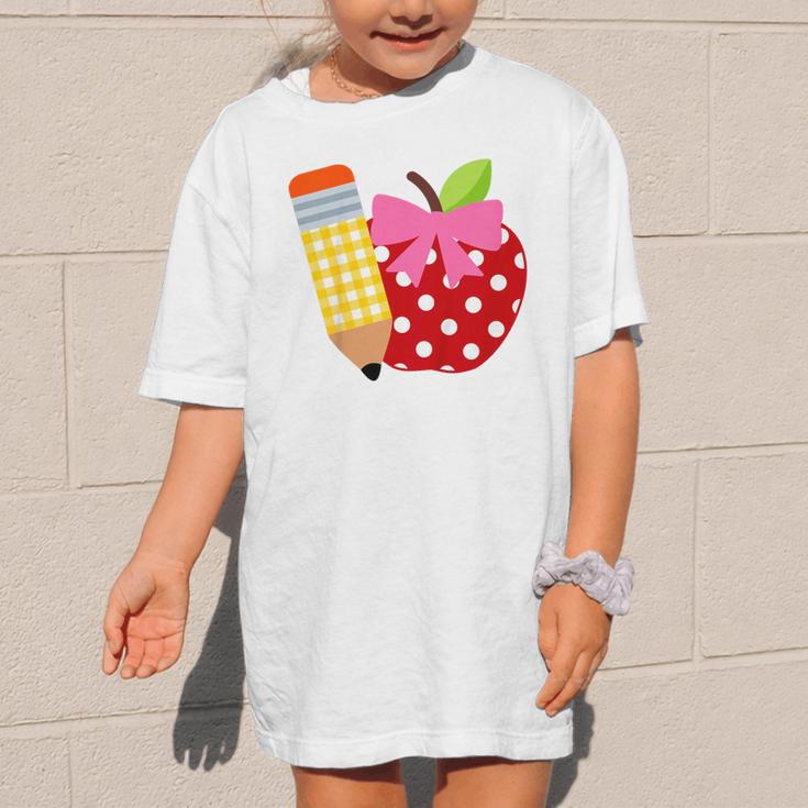 Girls Back To School Apple Toddler First Day Of Preschool Graphic Kid T-Shirt