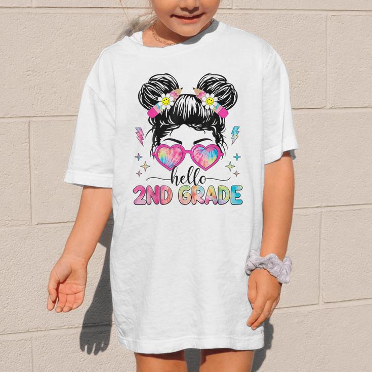 Hello 2nd Grade Messy Bun Back To School First Day Girl Kids Graphic Kid T-Shirt