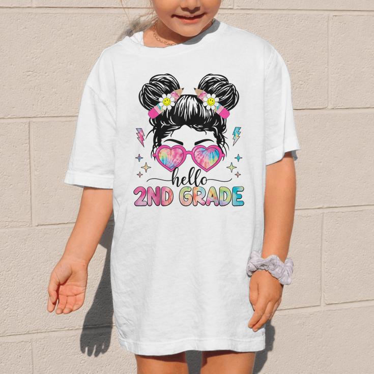 Hello 2nd Grade Messy Bun Girl Back To School First Day Graphic Kid T-Shirt Hello 2nd Grade Messy Bun Girl Back To School First Day Graphic Kid T-Shirt