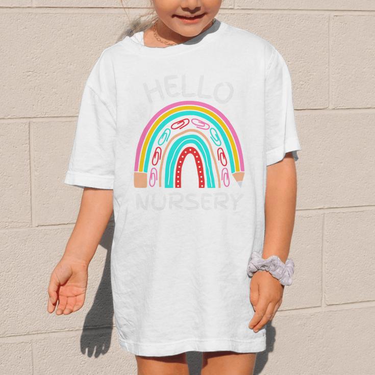 Hello Nursery Pencil Rainbow Back To School Boys Girls Premium Tri-Blend Graphic Kid T-Shirt Hello Nursery Pencil Rainbow Back To School Boys Girls Premium Tri-Blend Graphic Kid T-Shirt
