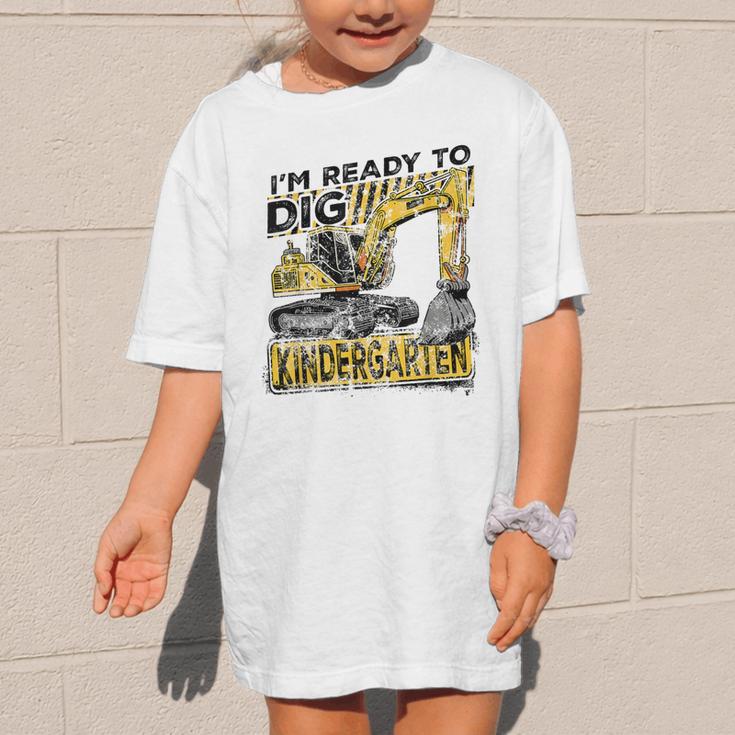 I'm Ready To Dig Kindergarten Back To School Excavator Graphic Kid T-Shirt I'm Ready To Dig Kindergarten Back To School Excavator Graphic Kid T-Shirt