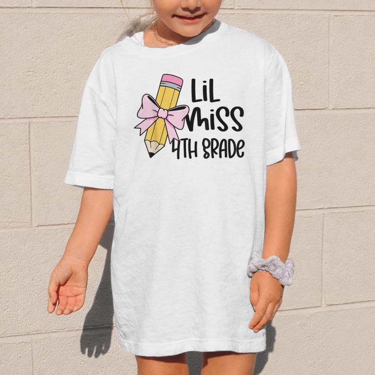 Lil Miss 4th Grade Coquette Bow Pencil Back To School Girls Graphic Kid T-Shirt Lil Miss 4th Grade Coquette Bow Pencil Back To School Girls Graphic Kid T-Shirt