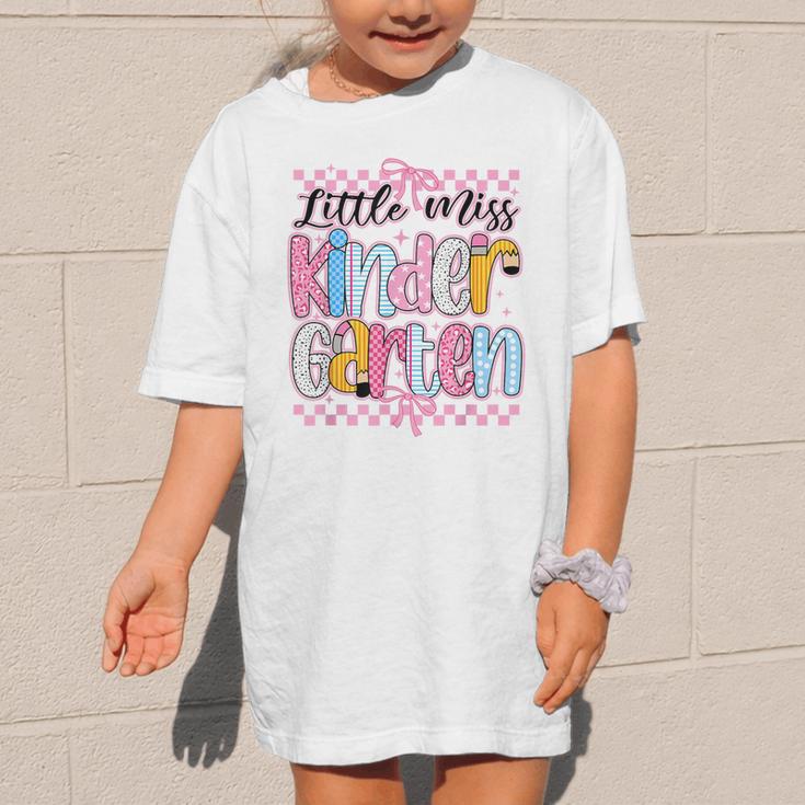 Little Miss Kindergarten Back To School Girls Coquette Bow Graphic Kid T-Shirt